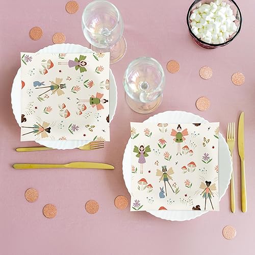 Miniatura 4 de Juego de 6 servilletas de tela de hadas del bosque para niñas, decoración de fiesta para niñas, diseño de bosque encantado y hada, cumpleaños, baby