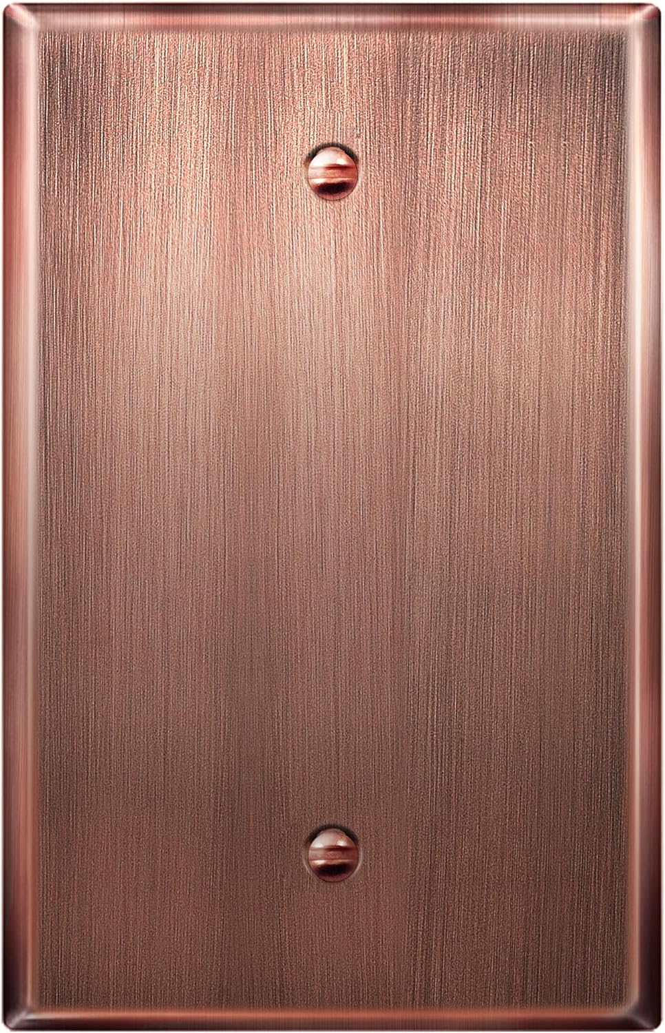 LIDER Blank Metal Wall Plate, Stainless Steel Blank Outlet Cover, Corrosion Resistant, Mid-Size 1-Gang 4.88" x 3.11", 201 Stainless Steel, LMWP-01M-AC, Antique Copper