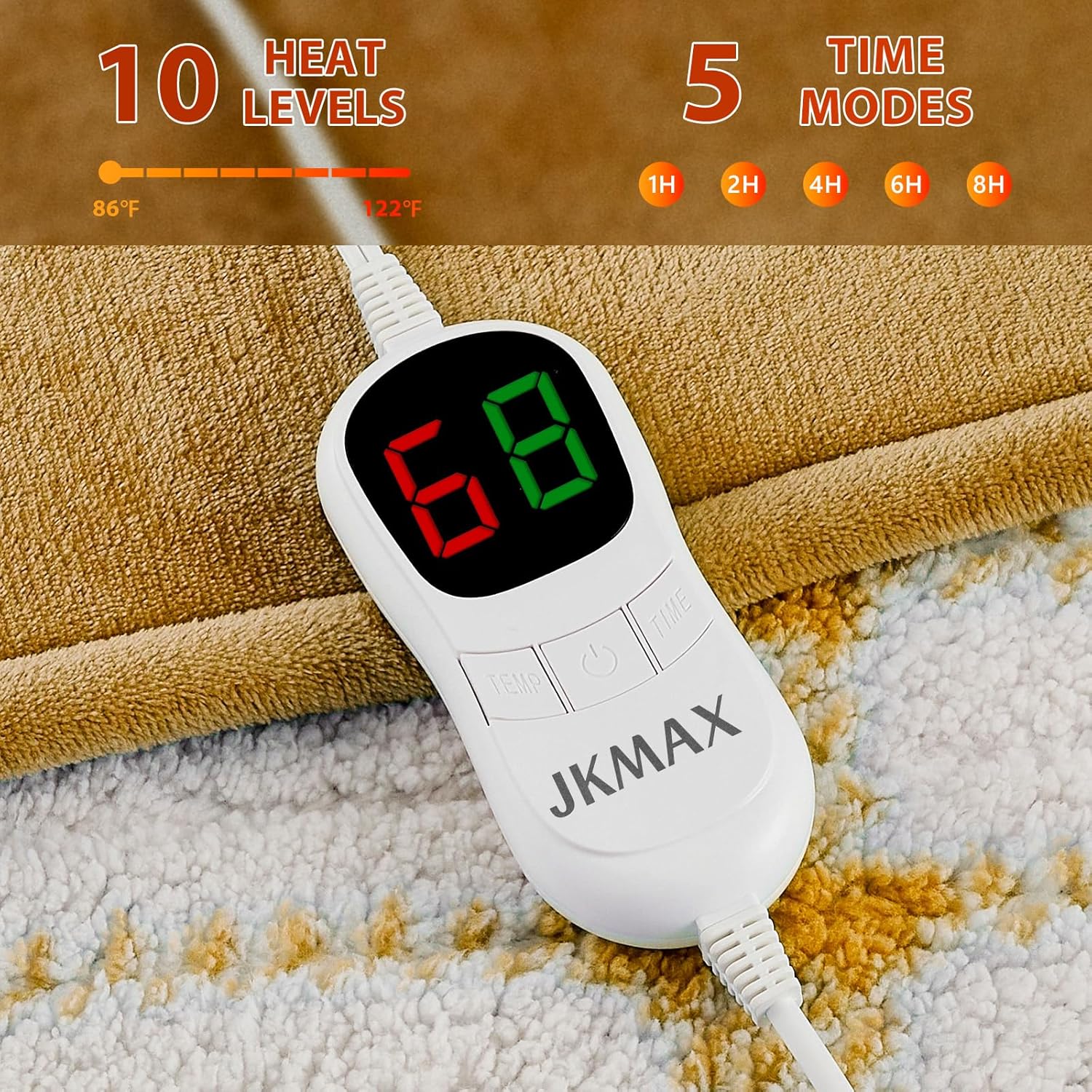 Heated Electric Blanket Full Size - 72"x84" Flannel Heating Blanket with 10 Heating Levels & 5 Time Settings Over-Heat Protection, Winter Warmer for Adults with ETL Certification(Ivory) - Image 4