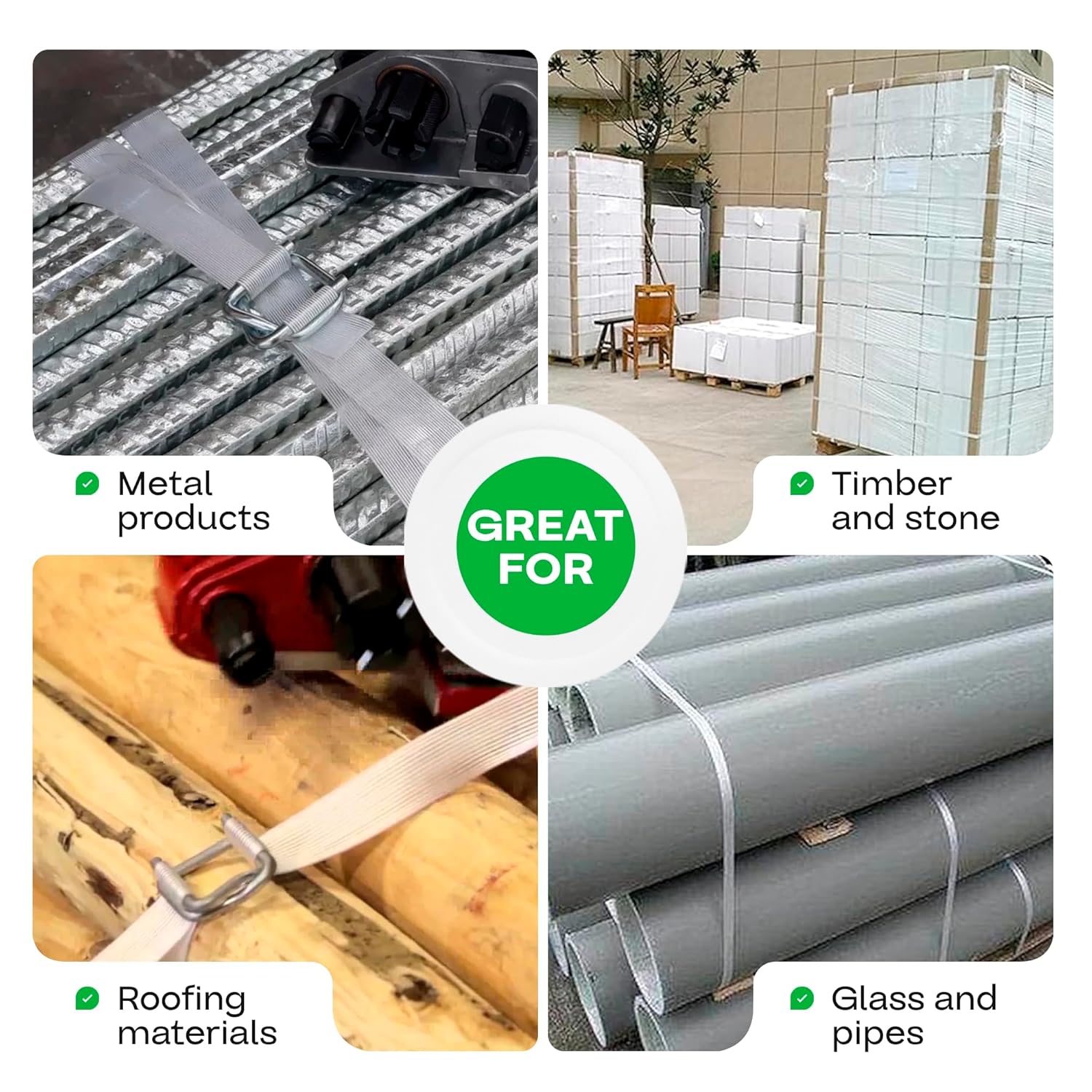 IDL Packaging - B-WCSK.12.3000 1/2" x 3000' Woven Cord Strapping Kit, 650 lbs Break Strength. Polyester Cord Strapping Tensioner, Strapping Buckles and Woven Cord Strapping Roll, 3000 feet