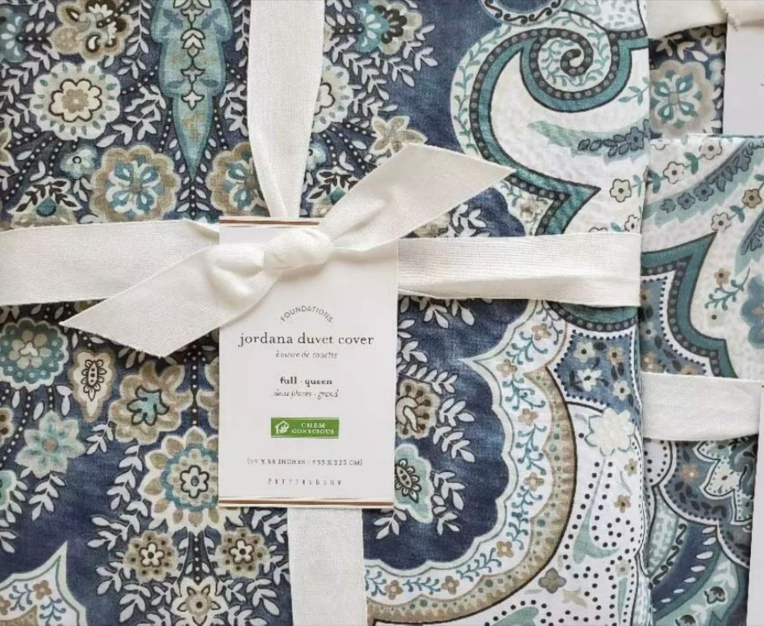 Pottery Barn Jordana Duvet Cover Full/Queen & Two Standard Shams~*Blue*~