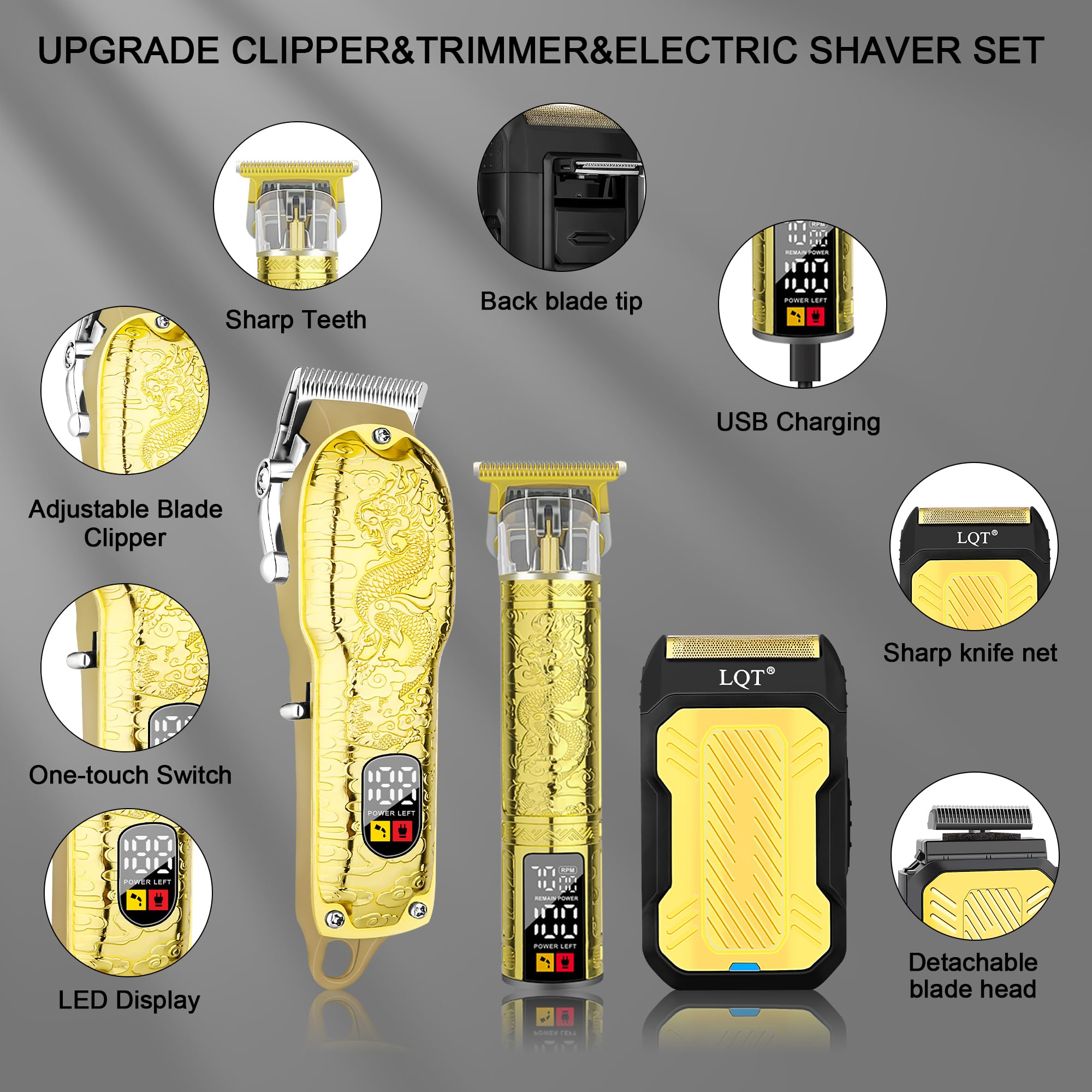 Professionelle Haarschneidemaschinen für Männer, kabelloser Haarschneider, Friseur-Clipper und Trimmer-Set, Haarschneideset für die Herrenpflege, Vatertagsgeschenke