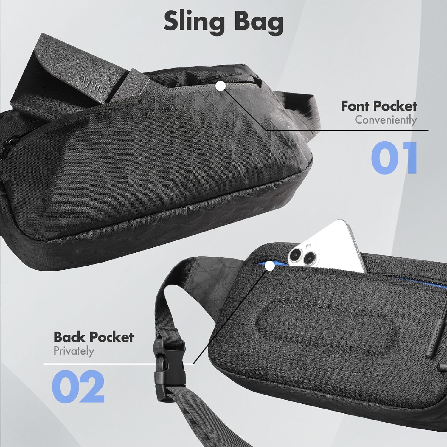 hk Crossbody Sling Bag for Men with Game Console Pocket, Waterproof Anti-Theft Shoulder Backpack for Commuting & Gaming, Tech Organizer with 3-Layer Sailcloth-Inspired Fabric, Black - Image 6