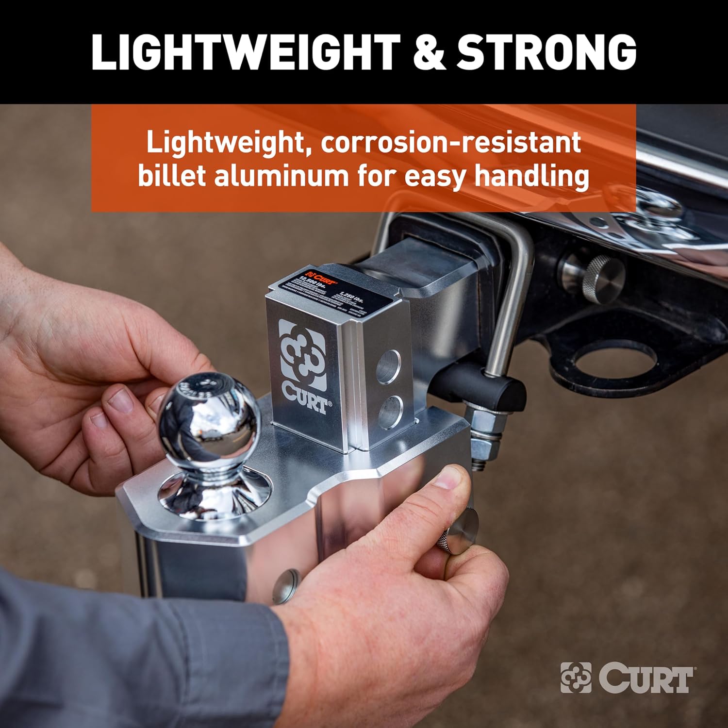 CURT 45364 AlumaLite Adjustable Aluminum Trailer Hitch with Dual Ball, 3-1/2" Drop, 12,500 lbs. GTW, 2" & 2-5/16" Balls