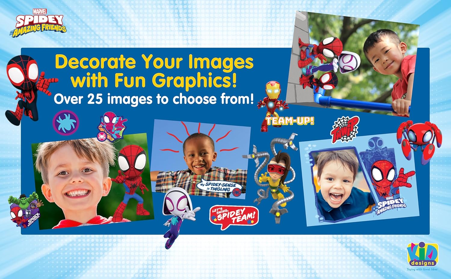 Spidey and His Amazing Friends Kids Camera with SD Card, Digital Camera for Kids with Video Recording and Built-in Digital Stickers (Spidey)