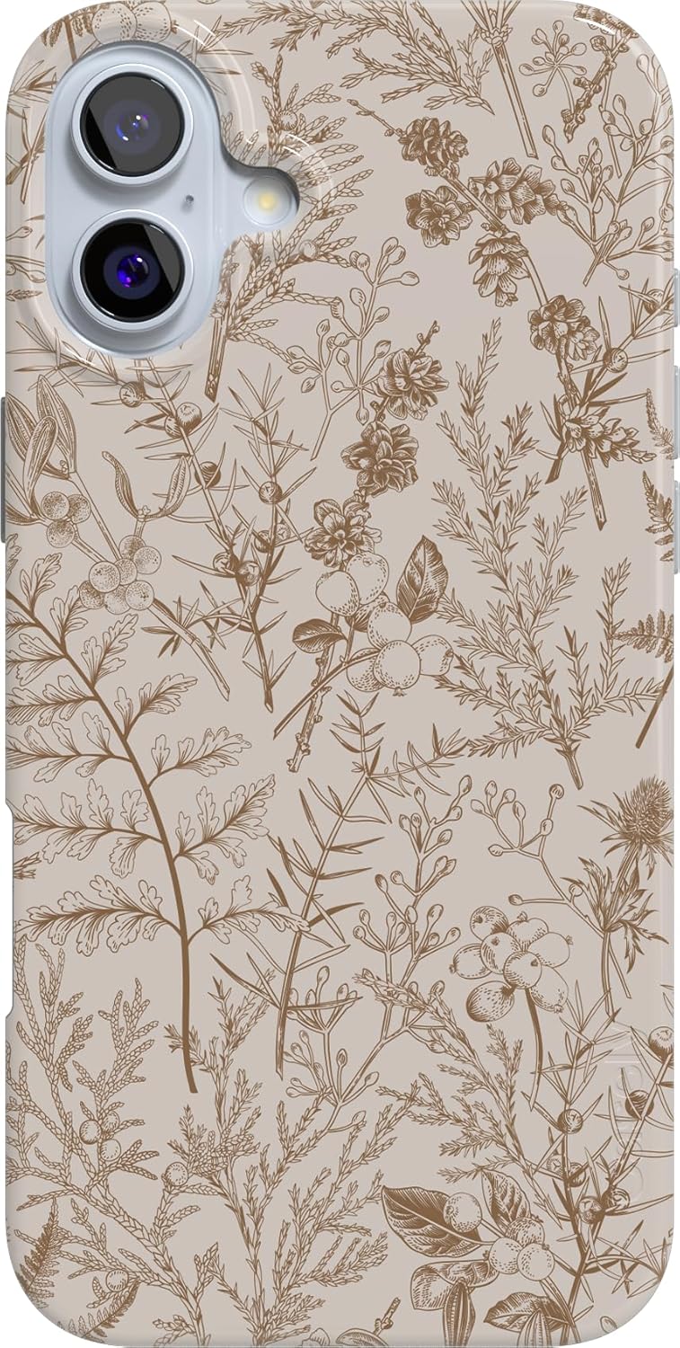 Casely iPhone 16 Case | Beige Garden | Neutral Floral | Compatible with MagSafe | Classic Ultra Slim Design