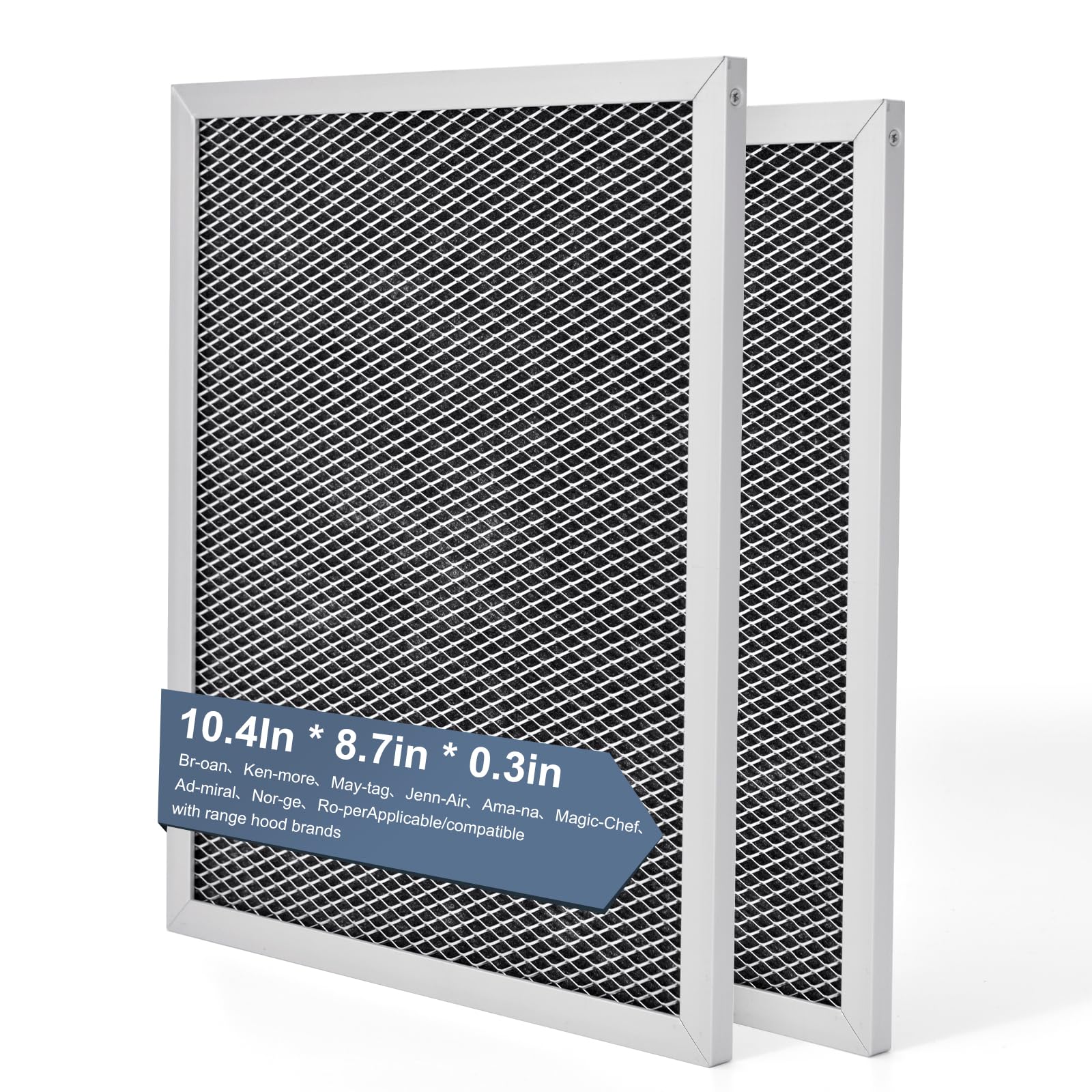 97007696 Filtro de campana de olor de carbón de 8 3/4 x 10-1/4 x 3/8 pulgadas (paquete de 2) para filtro de campana extractora Bro.an Nu.Tone Allure
