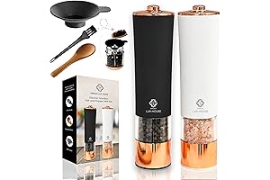 Elegant Electric Salt and Pepper Grinder Set (2 pcs) - One-Handed Precision in Rose Gold