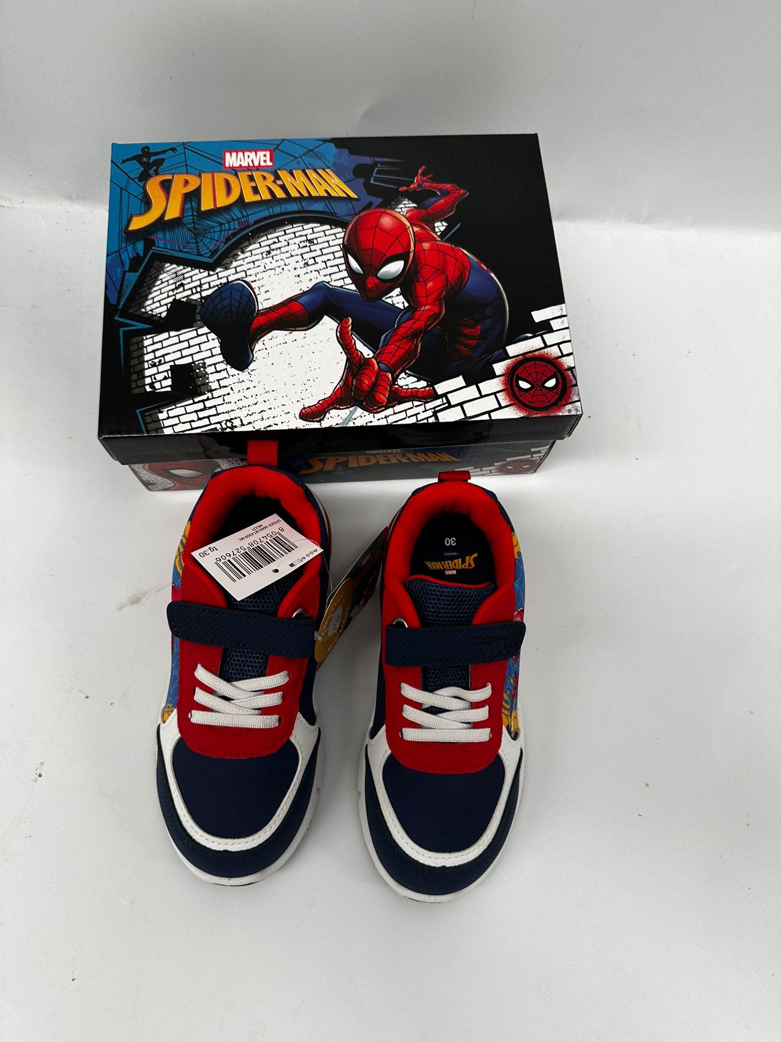 Scarpe Sneakers per Bambini Spider-Man Suola Luminosa, Luce Rossa,Varie Taglie 14309 (nerom Rosso, Sistema Taglie Calzature EU, Bambino Piccolo (2-5 Anni), Numero, Media, 28)