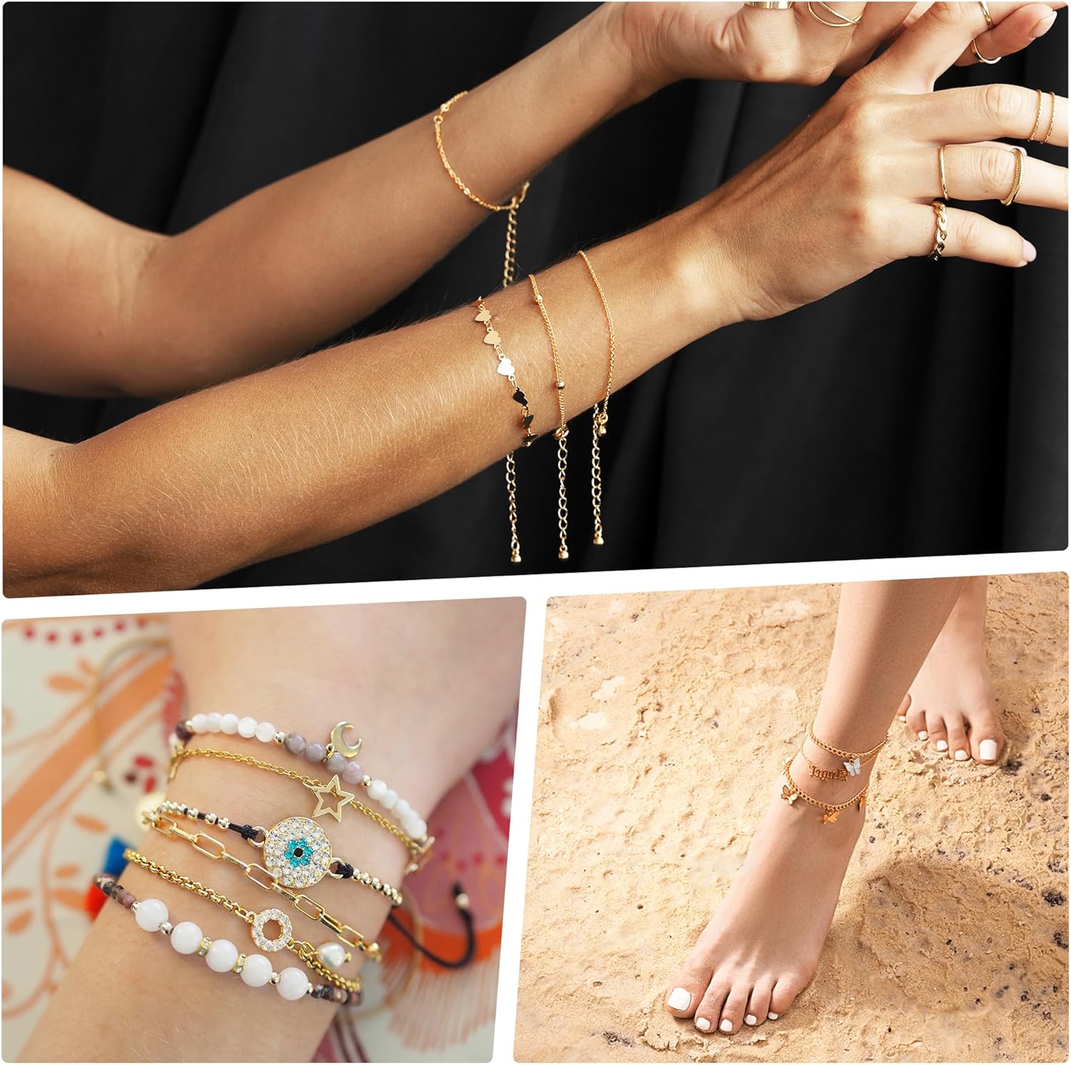 18K Gold Necklace Chains for Jewelry Making 10 Rolls Permanent Bracelet Kit Chains Bulk for DIY Bracelet Necklace Jewelry Making with 26 Letters Charm Jump Rings and Connectors Lobster Clasp Adult - Image 7