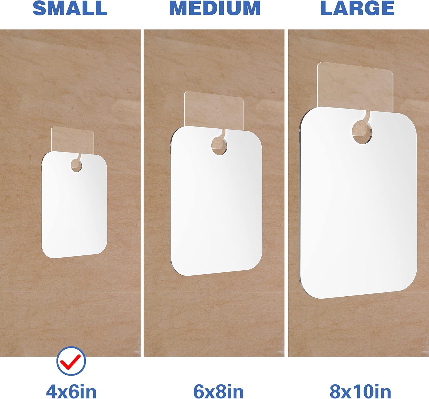 Shatterproof Shower Mirror fogless for Shaving Mirror (Medium,2 Pack,8"x6") 50% Cheaper Than Original,Unbreakable Deluxe Plexiglass Makeup Travel Camping Mirrors,Men Wall Hanging Fog Free Handheld : Home & Kitchen