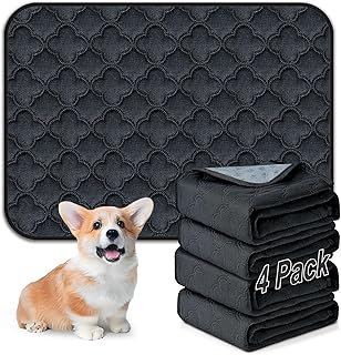 Washable Pee Pads for Dogs - 4 Pack Reusable Pee Pads,Waterproof Puppy Pads,Pet Training Pads,Super Absorbent with Dog Paw Shape Non-Slip Backing (Dark Grey, 18" X 24" - 4 Pack)