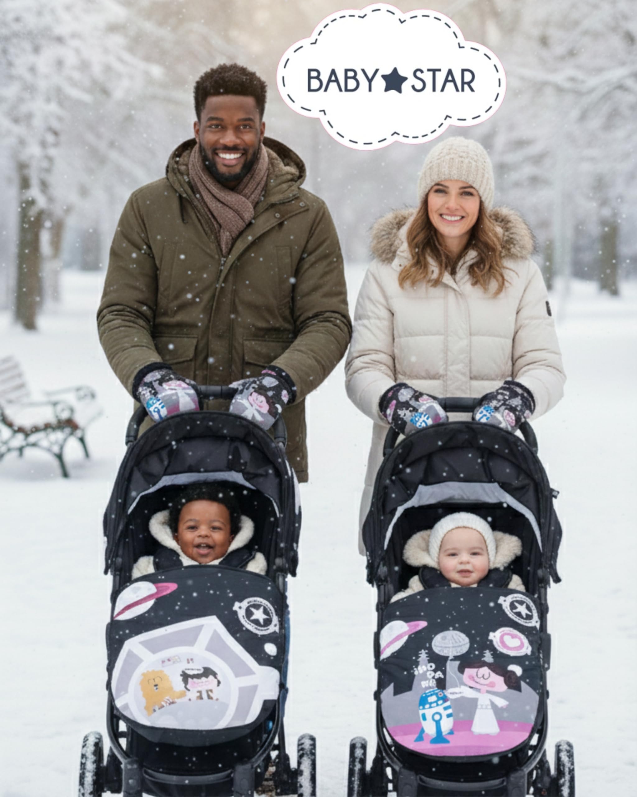 Conjunto de saco más manoplas para silla de paseo universal, saco bebe invierno más manoplas con polar extrasuave, saco carro bebé impermeable, desmontable, doble apertura, resistente hasta -15 grados