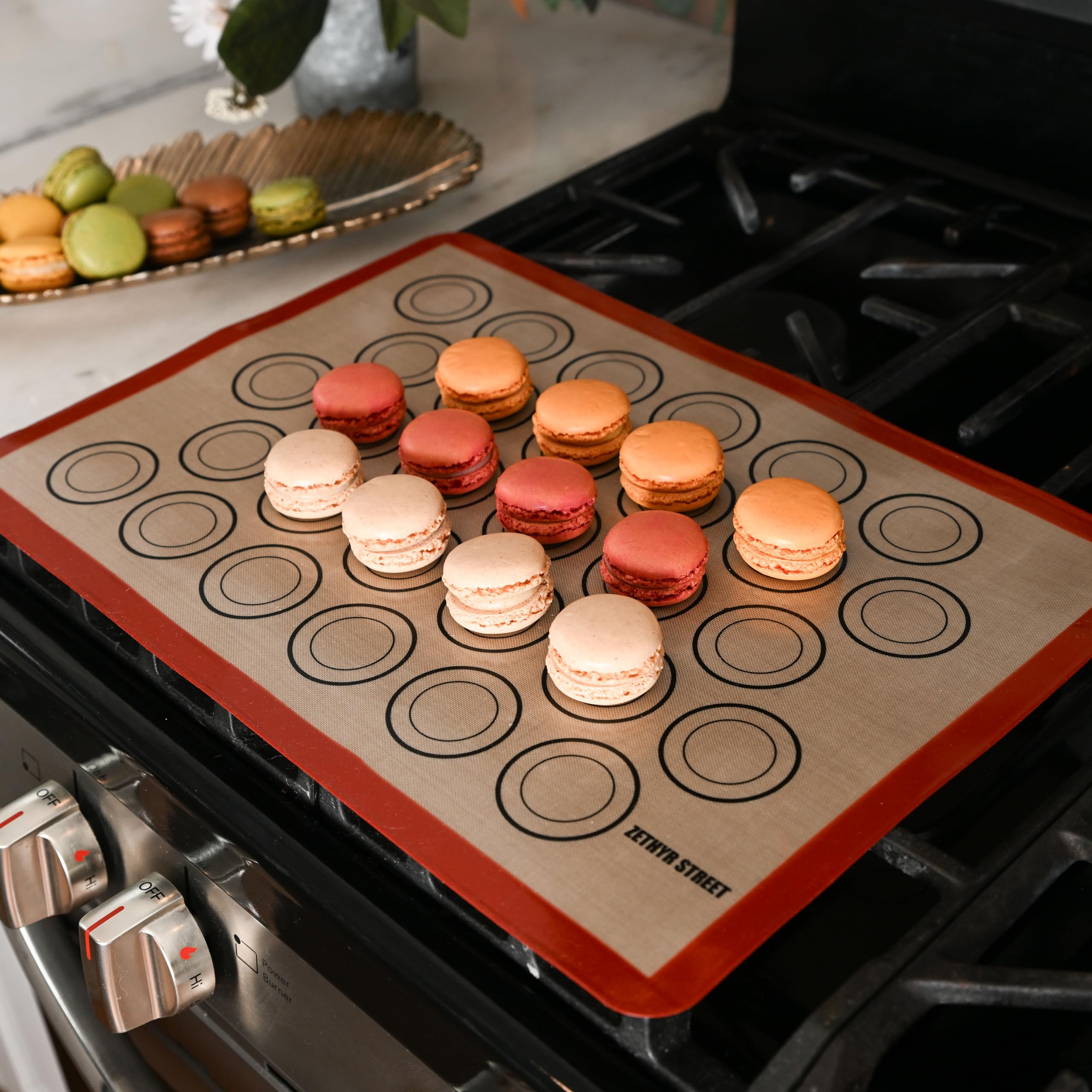 Macaron Backmatte, Silikon, antihaftbeschichtet, vollständiges Blatt, wiederverwendbar, 10 Stück, Rot | Antihaft-Macaron-Matte für perfektes Backen, spülmaschinen- und ofenfest, für Macarons, Kekse, Brot und mehr, 40 x 60 cm