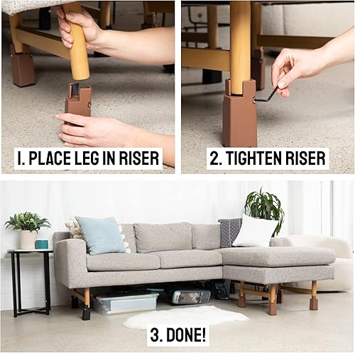 Miniatura 7 de Goods4U Elevadores de muebles negros de 4 pulgadas  Perfecto para el dolor de rodilla  Solo para piernas de 0.8 a 1.6 pulgadas de grosor, 100%