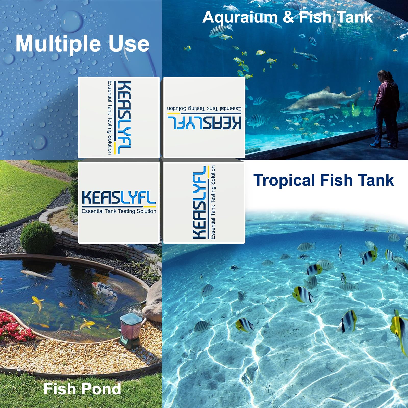 Kit de prueba de acuario con eBook-100 tiras 9 en 1, kit de prueba de agua salada y agua dulce para acuario, estanque y pecera, prueba de carbonato, alcalinidad, pH, dureza, cloro libre, nitrato,