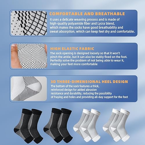 Miniatura 4 de Calcetines de neuropatía para mujeres y hombres, calcetines de alivio calmante para dolor neuropatía, mangas de tobillo comprex, calcetines para