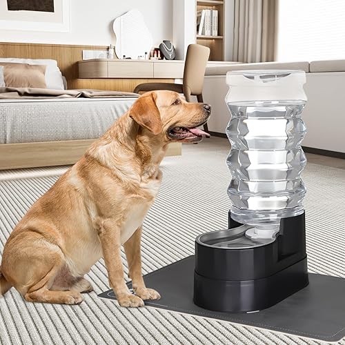 Miniatura 8 de RIZZARI Dispensador de agua automático mejorado para perros fuente grande de acero inoxidable elevada de acero inoxidable de 9 litros con filtro,