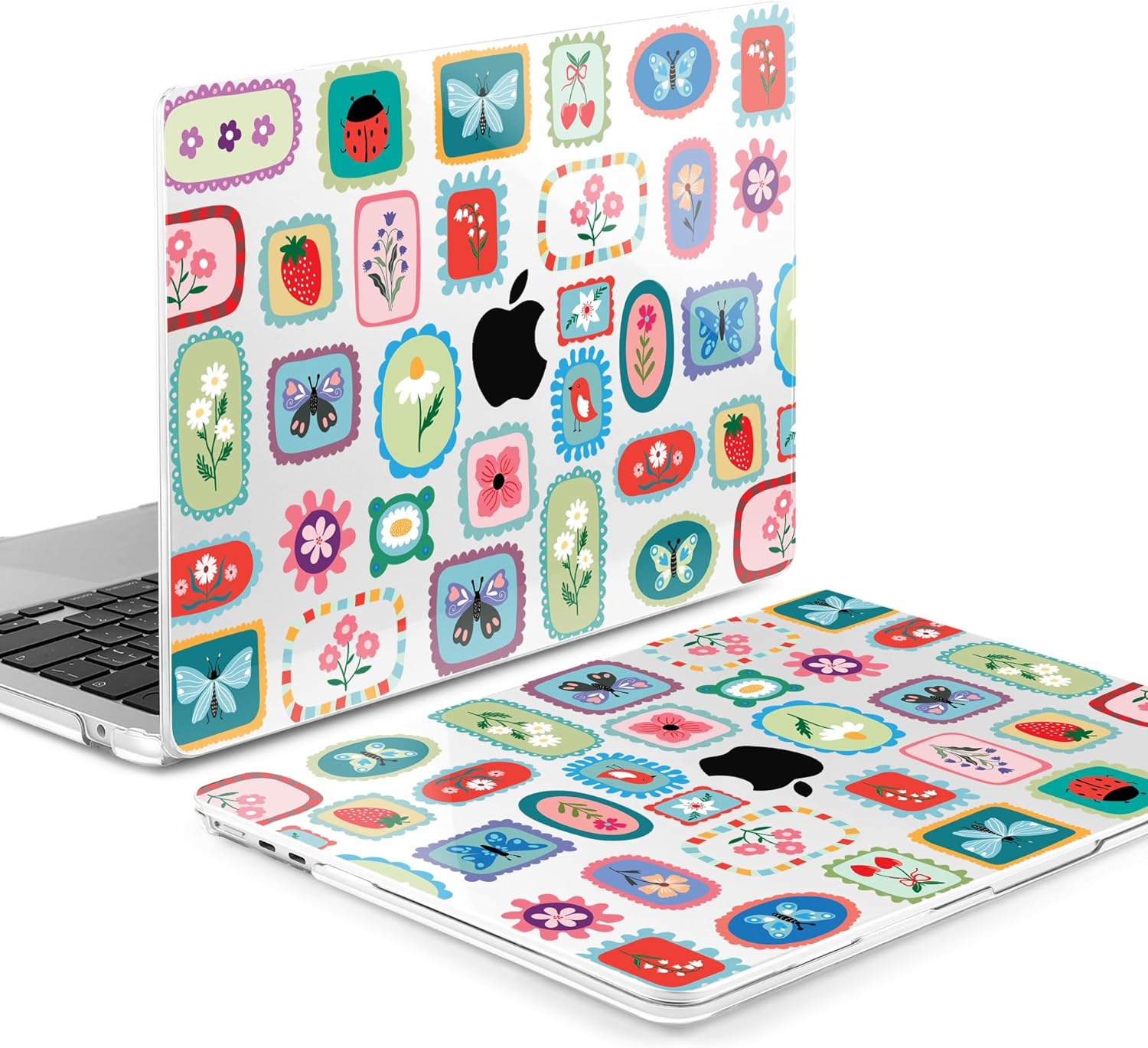 MEEgoodo for M5/M4/M3/M2 MacBook Air 13.6 inch Case 2026 2025 2024 2022(Fit Model A3449 A3240/A3113/A2681), Clear Laptop Shell Cases for MacBook Air 13-inch, Colorful Floral Design
