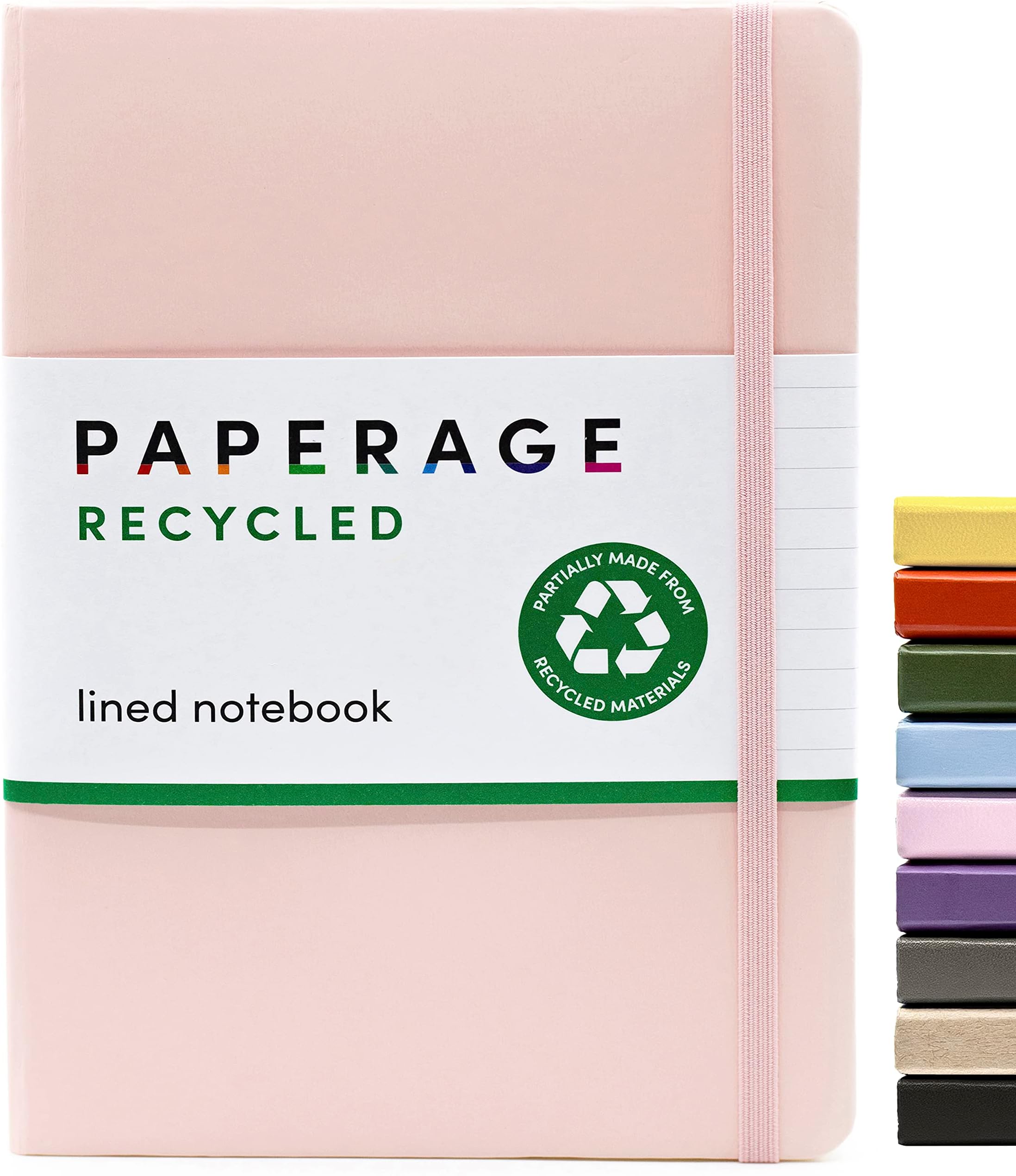 PAPERAGE Recycled Lined Journal Notebook, (Pink Blush), 160 Pages, Medium 5.6 inches x 8 inches - 100 GSM Thick Paper, Hardcover