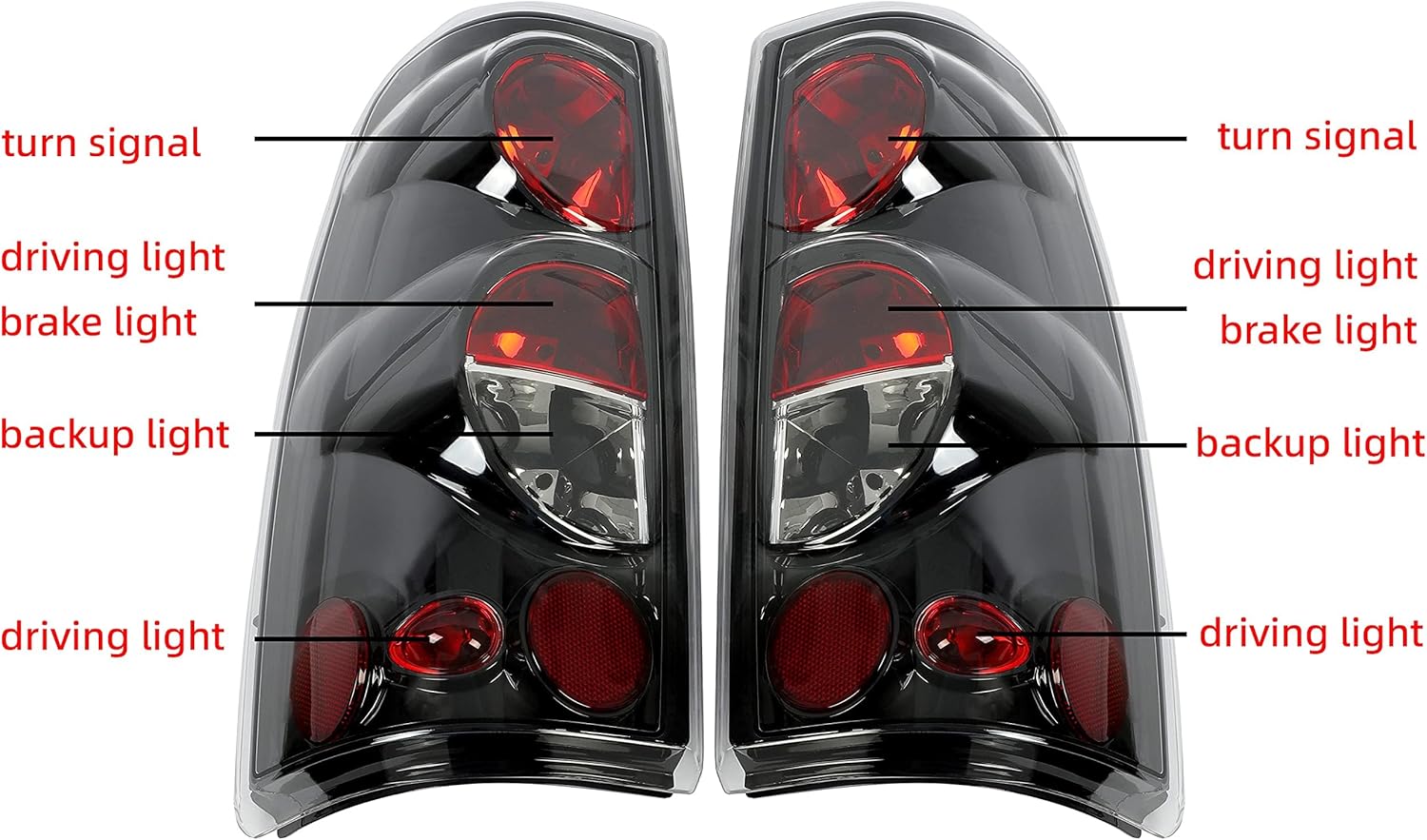 ECOTRIC Tail Lights Compatible with 1999-2006 Chevy Silverado 1500 2500 3500 1999-2003 GMC Sierra 1500 2500 Pair Taillight Brake Signal Lamp Smoke Lens