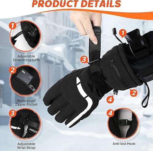 Miniatura 5 de ThxToms Guantes de esquí para hombres y mujeres, guantes de invierno impermeables 3M Thinsulate guantes cálidos unisex para pantalla táctil, guantes