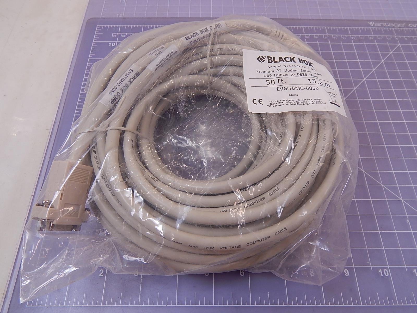 Black Box Premium RS232 at Modem Cable DB9F/DB25M 50Ft.