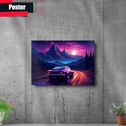 Miniatura 2 de Unique Synthwave Style Retro Art, 80s style art, framed poster print, guest room art, cool living room art, Nature Wall Art, Decor poster
