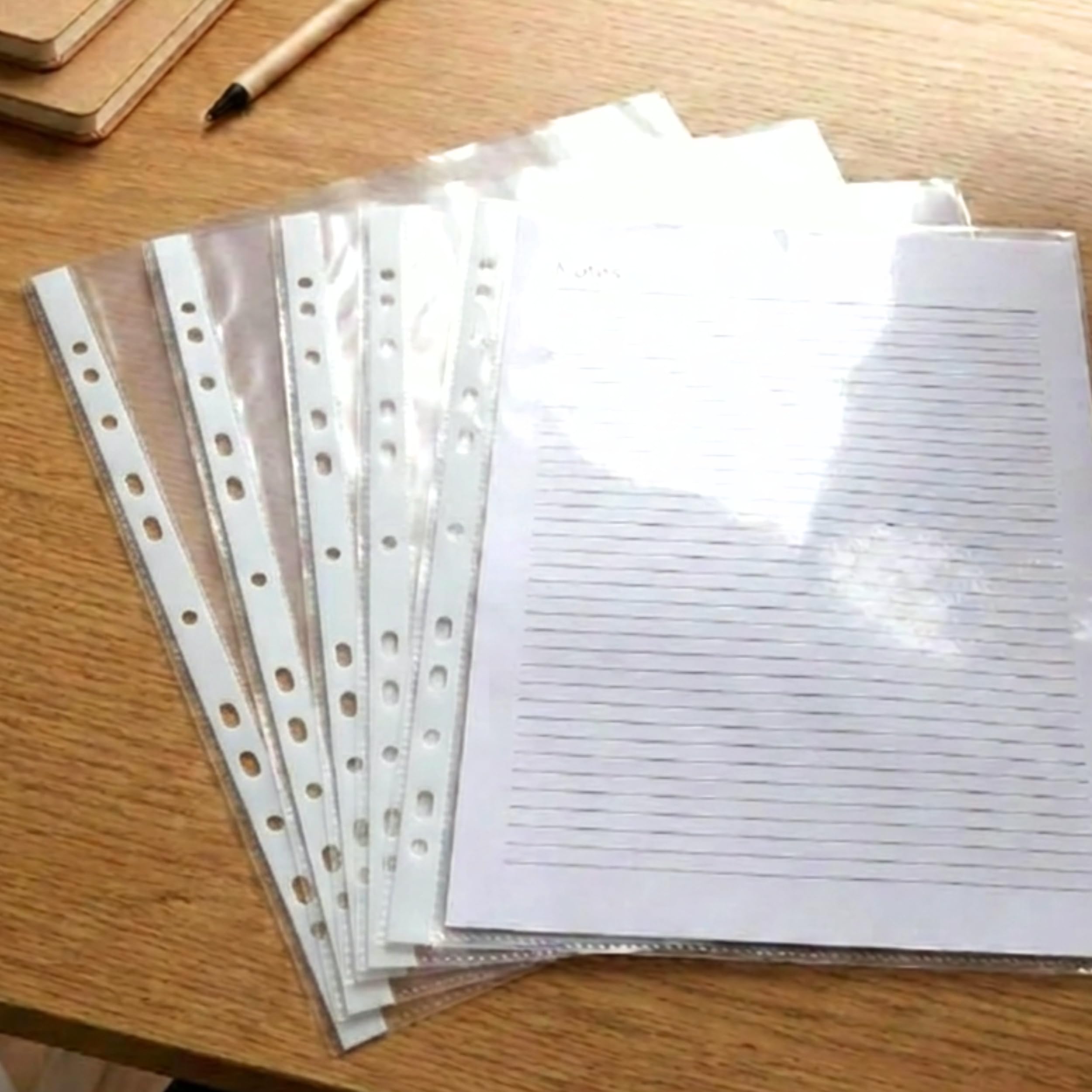 A4 Clear Punched Poly Pockets 45 Micron Plastic Wallets Office School Filing Folder Document Top Loading Sleeves Pack of 20/100/200/500 (500)
