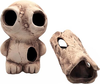 M2cbridge Aquarium Ceramic Cave Rock for Betta Shrimp Cichlid Fish Hideout Decor Monster + Log