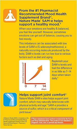 Miniatura 12 de SAM-e - Tabletas completas de 400 mg, tamaño de valor de 36 unidades, apoya un estado de ánimo saludable y comodidad articular