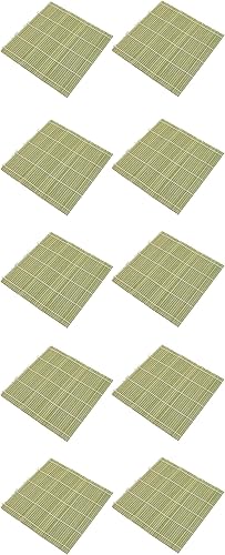 JapanBargain 3155 - Alfombrilla de bambú para sushi, rodillo de bambú para sushi, 9.5 pulgadas, cuadrada, paquete de 10