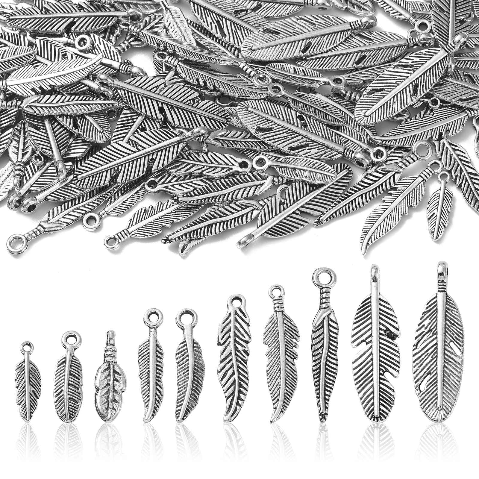 Stiesy 100Pcs Feather Charms Pendants - Image 3