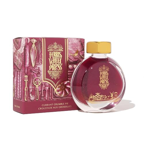 Ferris Wheel Press Ink, Everyday Ink Collection, Currant Crumble Pie, Saturated Maroon with Gold Shimmer, 38ml Fountain Pen Ink Bottle - Saturated Maroon - 1.3 fl oz