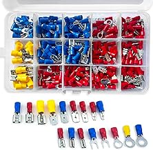 Nutabevr 300 pezzi Connettori Elettrici Terminali, 17 Tipi Capicorda dimensioni 0.5-6.0mm², Set Assortimento Occhiello, Vanga Isolati