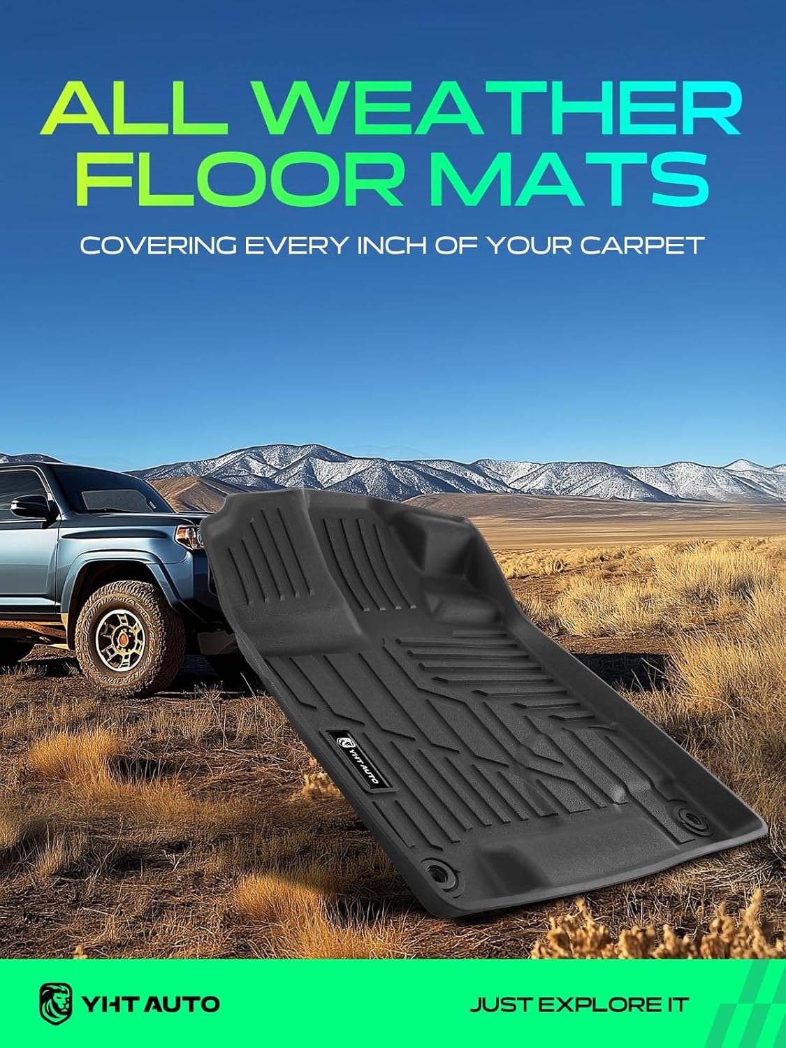 YHTAUTO Floor Mats Compatible with Honda Pilot 2016-2022 (8 Seats No Elite), TPE Floor Liners All-Weather Protection Custom Fit, 1st & 2nd Row & 3 Rows, Set of 4 Black