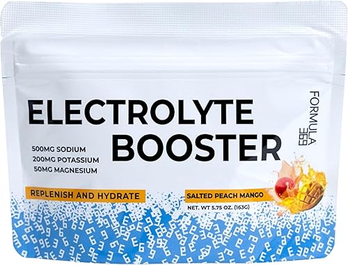 Potenciador de electrolitos salado melocotón mango 50 porciones para hidratación diaria, ejercicio, deportes de resistencia