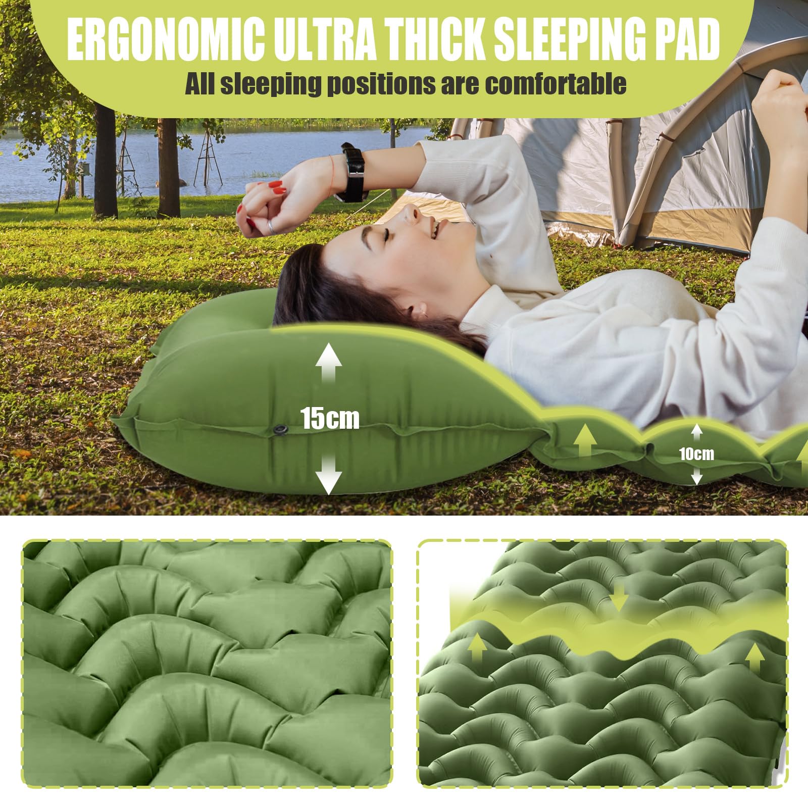 Materassino Campeggio Autogonfiabile TEGOVE Con Pompa A Pedale - Leggero, Impermeabile - Foto 10