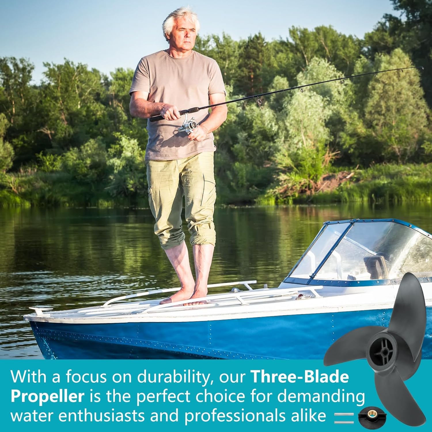 Trolling Motor Propeller Three-Blade Replacement for Motorguide Machete III Propeller, 3.5-Inch Hub Small Boat Motor for MotorGuide R3 55lb,W55,Xi5 36v,75 Wireless Trolling Motor