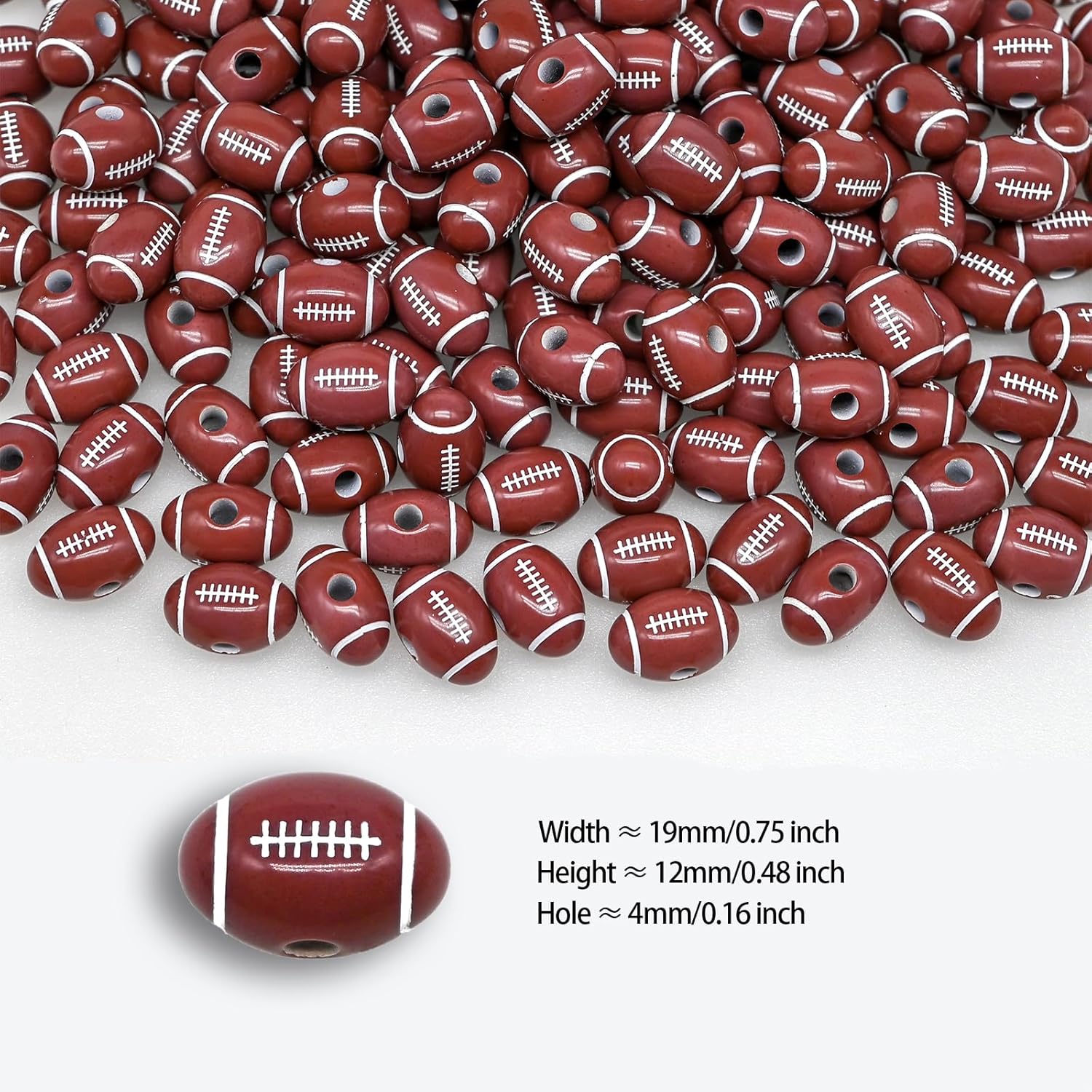 100+ pcs Football Beads Sport Bulk Kandi Beads for Jewelry Making, Bracelet Keychain Becklace Charm Rugby Bead Kit(Football) - Image 2