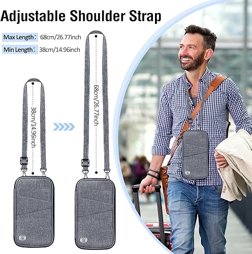 Miniatura 7 de BKNOOU Soporte para pasaporte familiar con bloqueo Rfid, organizador de documentos de viaje, cartera de pasaporte de viaje, soporte múltiple para