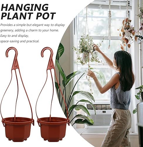 Miniatura 3 de Juego de 10 macetas colgantes de pared de granja, cesta colgante con gancho extraíble, maceta colgante para macetas colgantes para interiores y