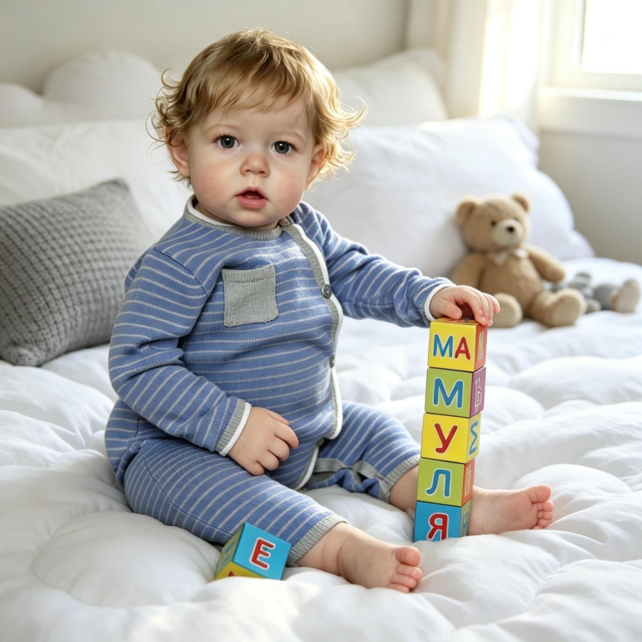 RXDOLL Reborn Baby Puppen Vollvinyl Lebensecht-50CM Silikon Baby Junge Mit Haaren, Babypuppen Wie Echt Babys, Lebensechte Babypuppen, Vinyl Baby Junge Puppe Ab 3 Jahre Mädchen