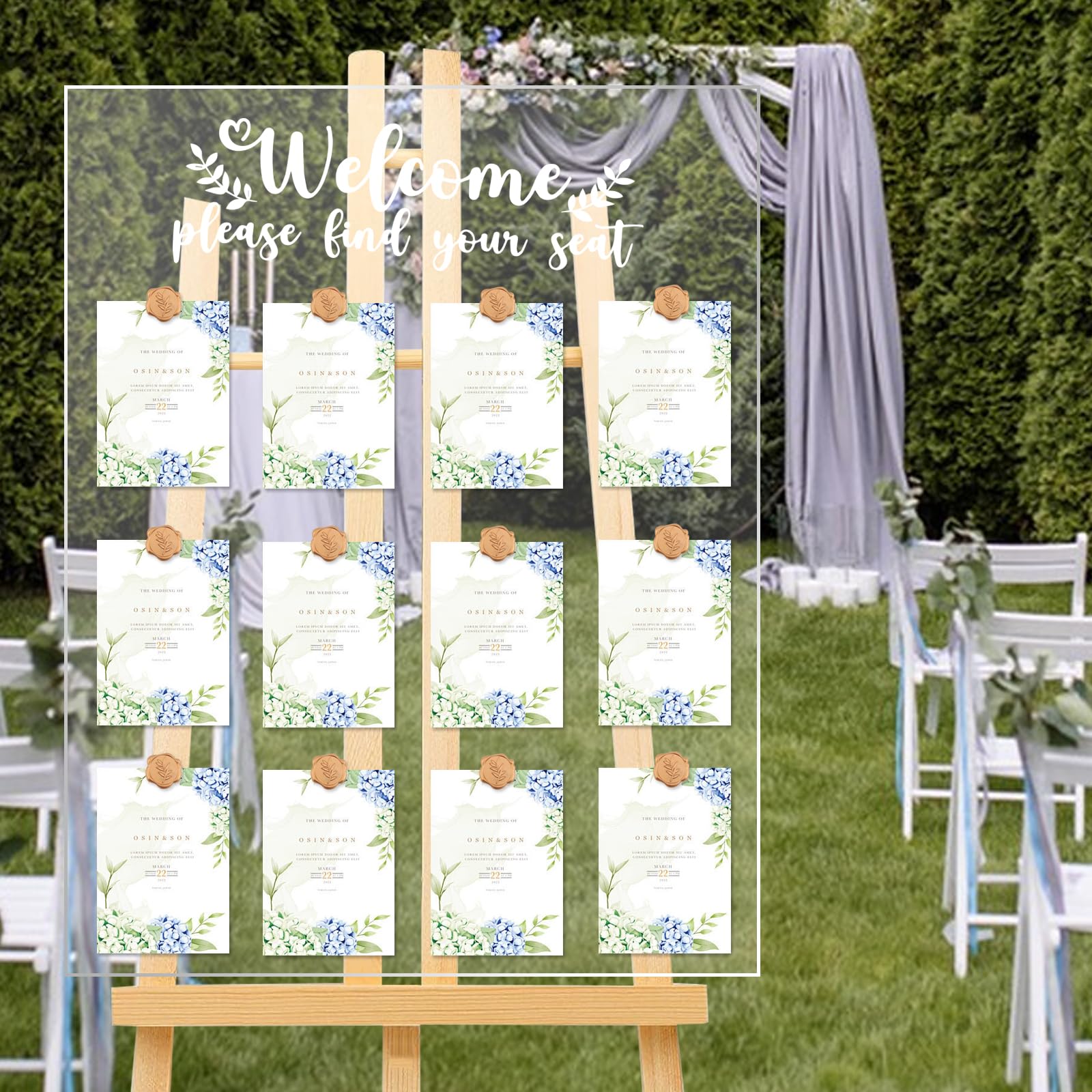 wedding seating chart display board, 24x18inches acrylic table seating chart for wedding reception, clear wedding sign seating chart, welcome find your seat display board (transparent)