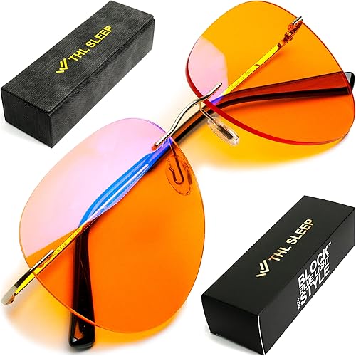 Gafas de bloqueo de luz azul para mujeres y hombres, gafas de sueño y migraña, anteojos de titanio con 99.5% de luz azul, anteojos para fatiga