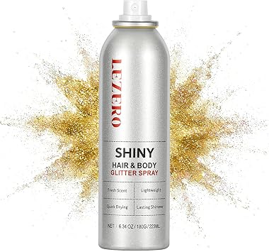 Dazzle Gold Hair and Body Glitter Spray Shimmer Makeup for Rave Festival | Large Capacity Glitter Hairspray for Women Concert Wedding Outfits, Long Lasting, 200ml/6.34 fl oz