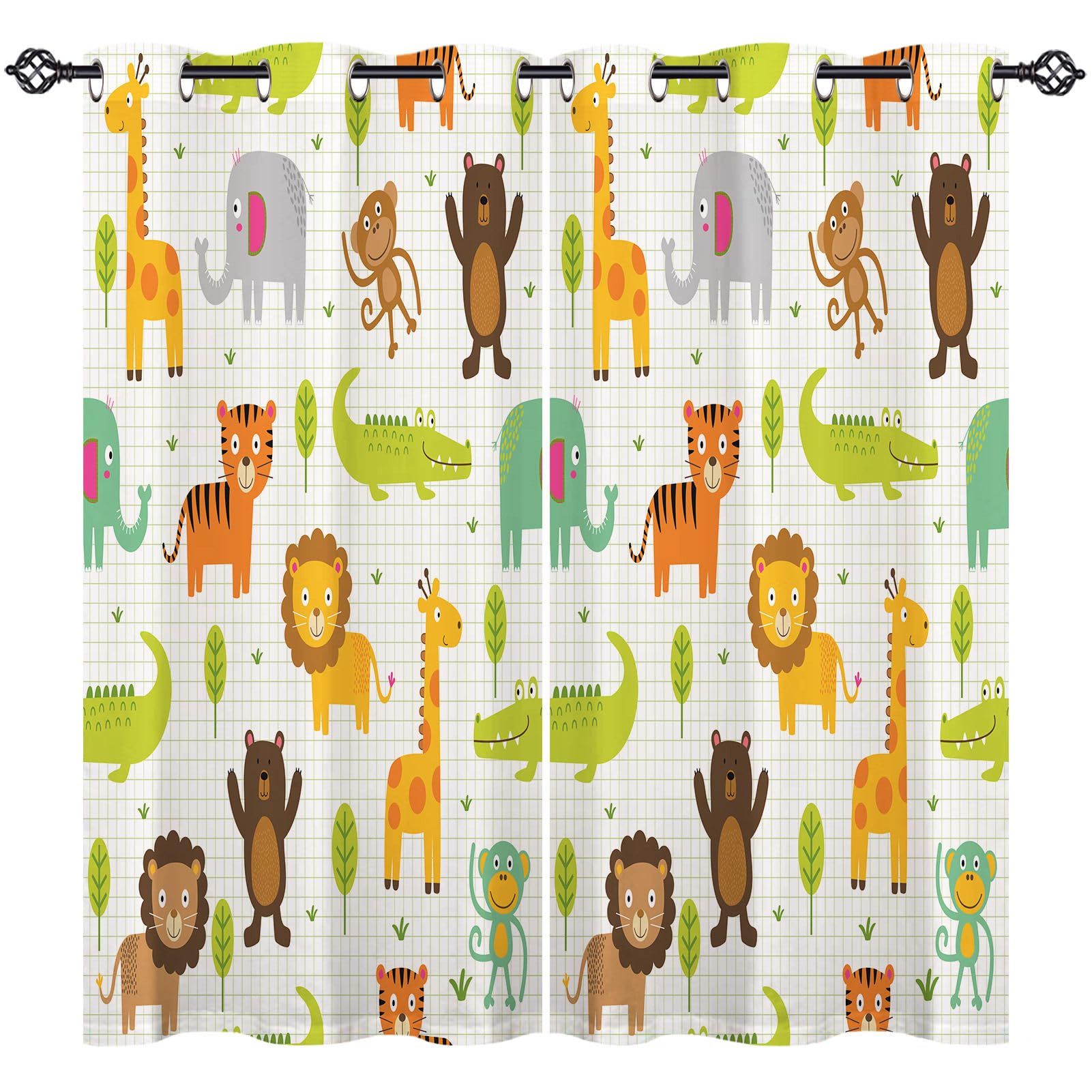 ANHOPE Safari Jungle Animal Blackout Curtains Eyelet 42 x 63 Inch 2 Panels — image 1