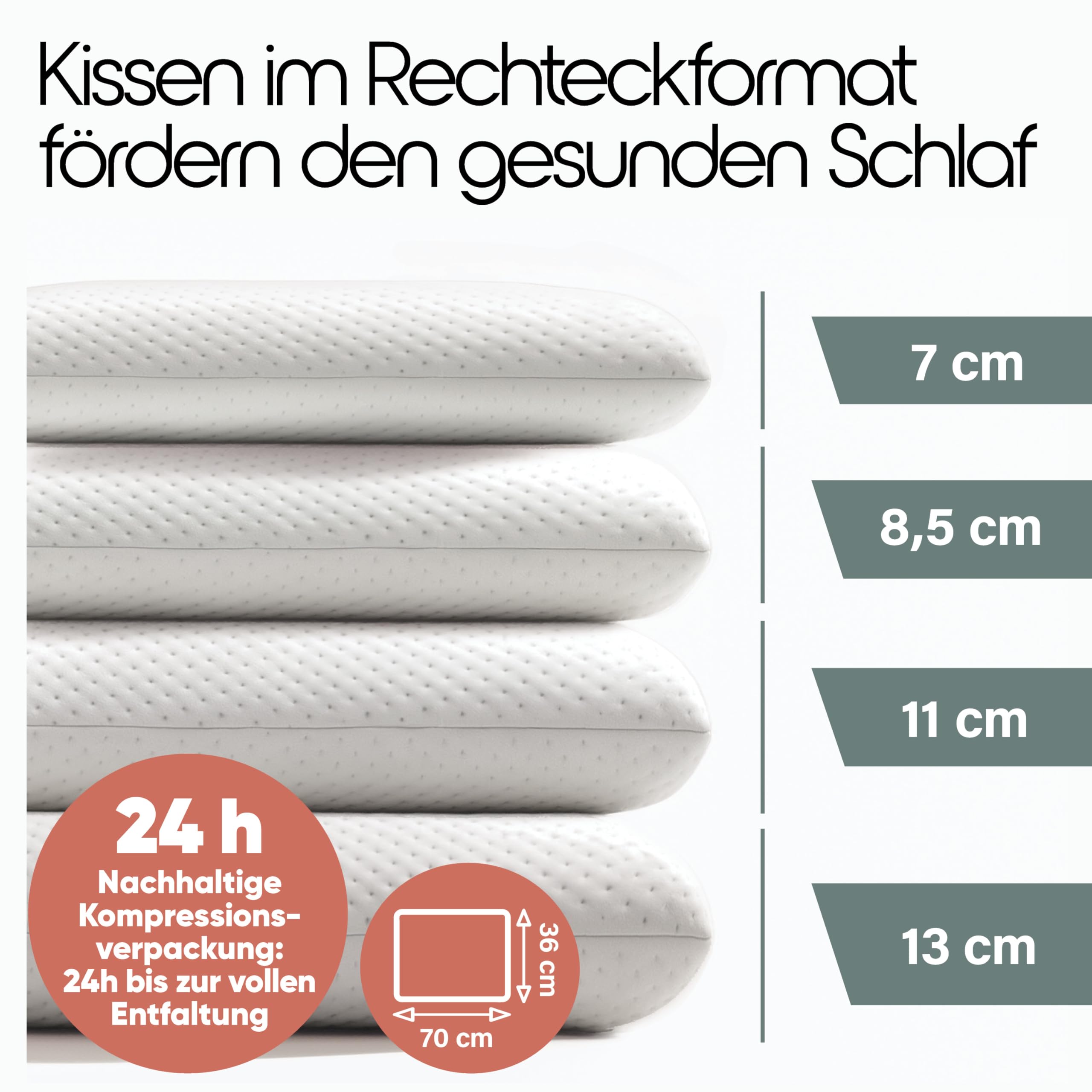 Blumtal Nackenstützkissen aus Memory Foam – Memory Foam Kopfkissen 70x36cm, Kopfkissen mit waschbarem Bezug, Oeko-TEX Zertifiziert, Nackenkissen für alle Schlaftypen 8,5 cm Höhe