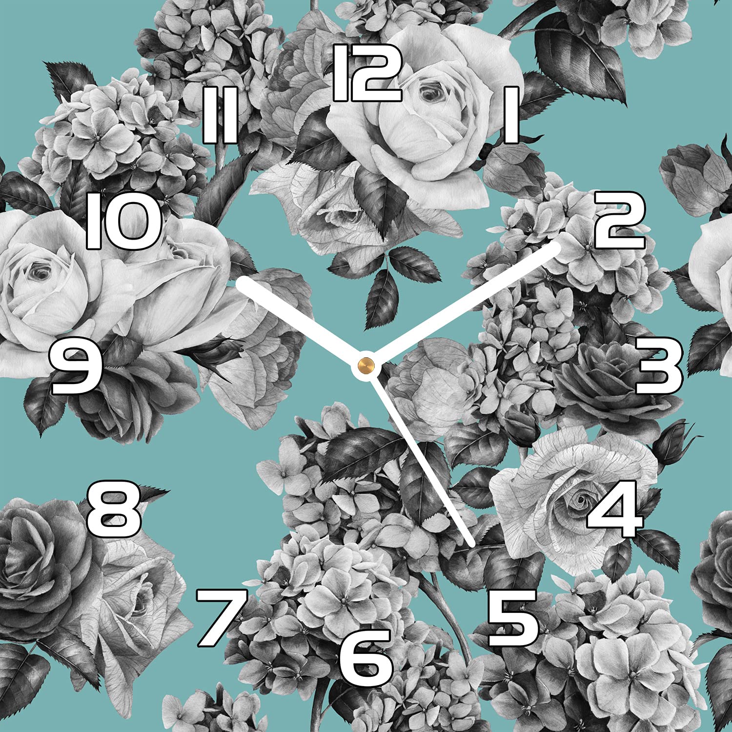 Horloge en verre roses 30x30 cm décorative pour cuisine et salon moderne