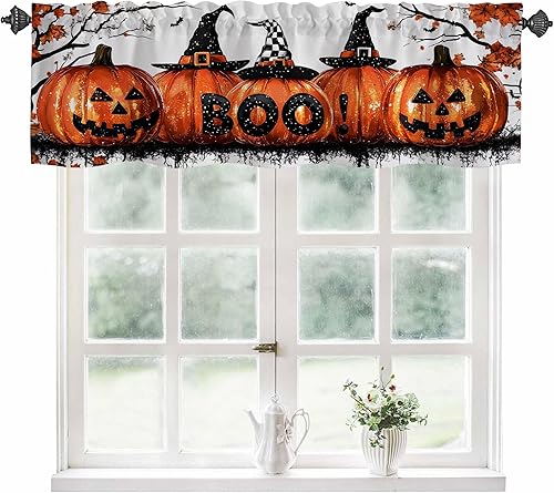 Miniatura 27 de Cortinas de cenefa para ventanas, cenefa de cortina semitransparente con estampado de flores hippie y ondas de arco iris, cenefa de ventana de